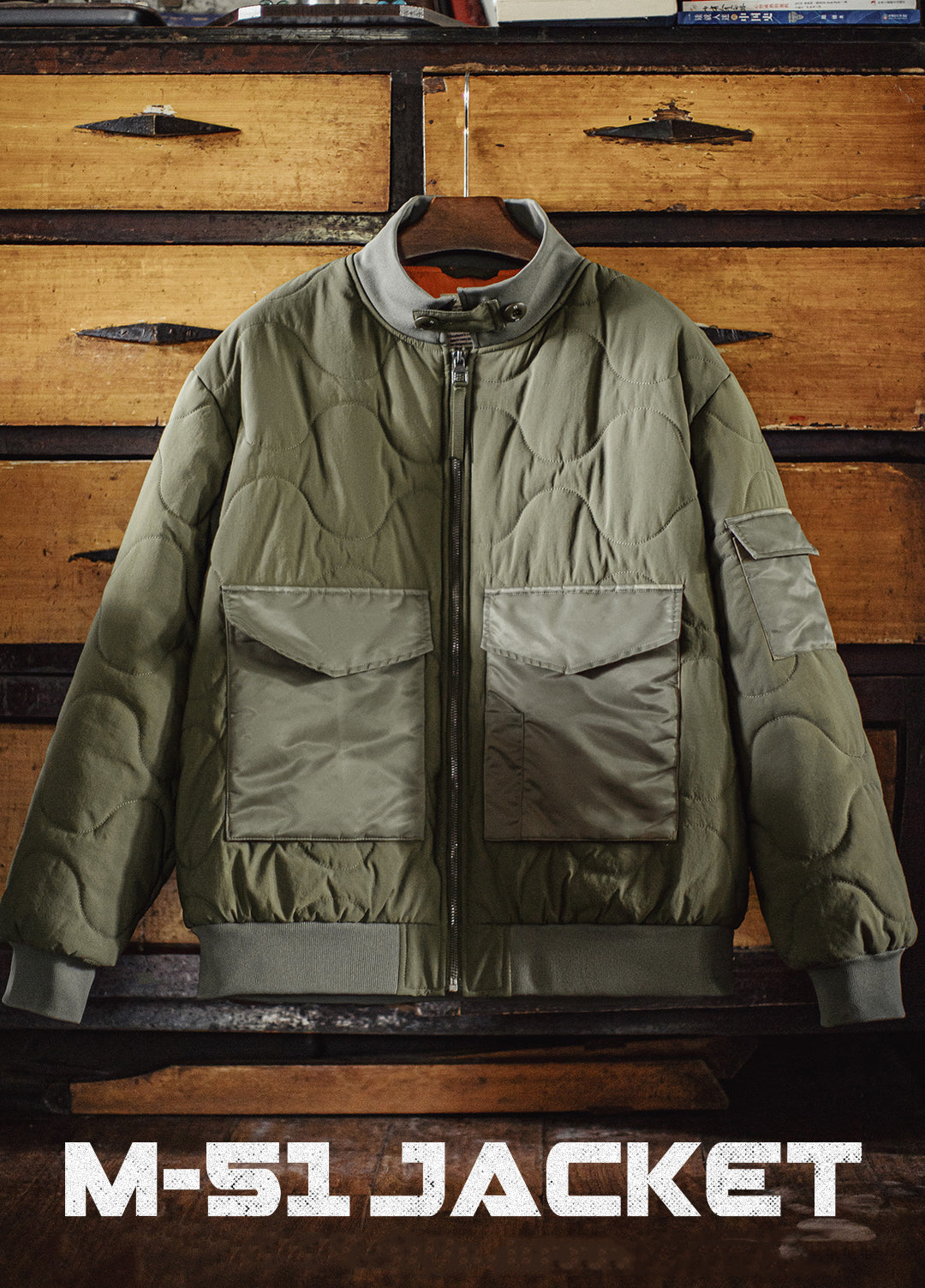 American Retro M51 Military With Large Pockets Warm Cotton-Padded Men's Jacket - Harmony Gallery