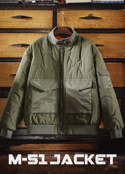 American Retro M51 Military With Large Pockets Warm Cotton-Padded Men's Jacket - Harmony Gallery
