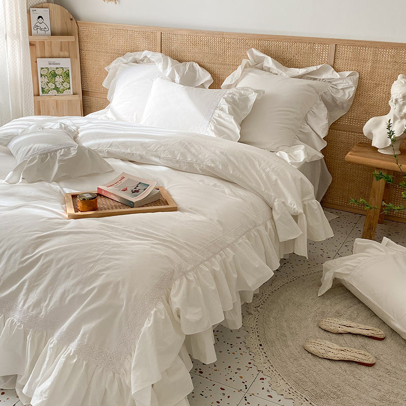 Princess Lotus Leaf Lace Soft Pure Cotton Washed Seven-Piece Bed Set - Harmony Gallery