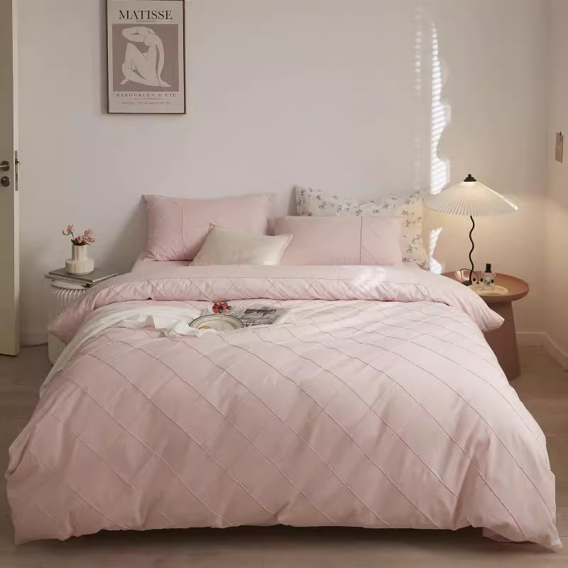 Nordic Rhombus Light Luxury Washed Cotton Four-Piece Bed Set - Harmony Gallery