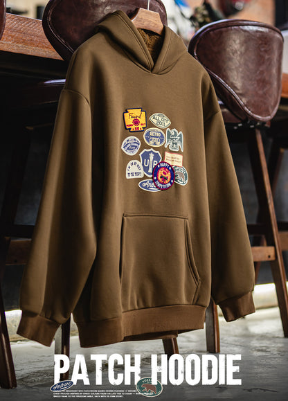 American Badge With Fleece Lining Micro-Elasticity Loose-Fitting Men's Sweater - Harmony Gallery