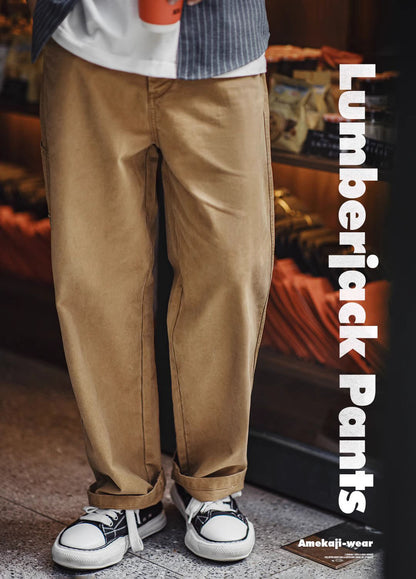 American Retro Workwear Loose Wide-Leg Straight Men's Trousers - Harmony Gallery