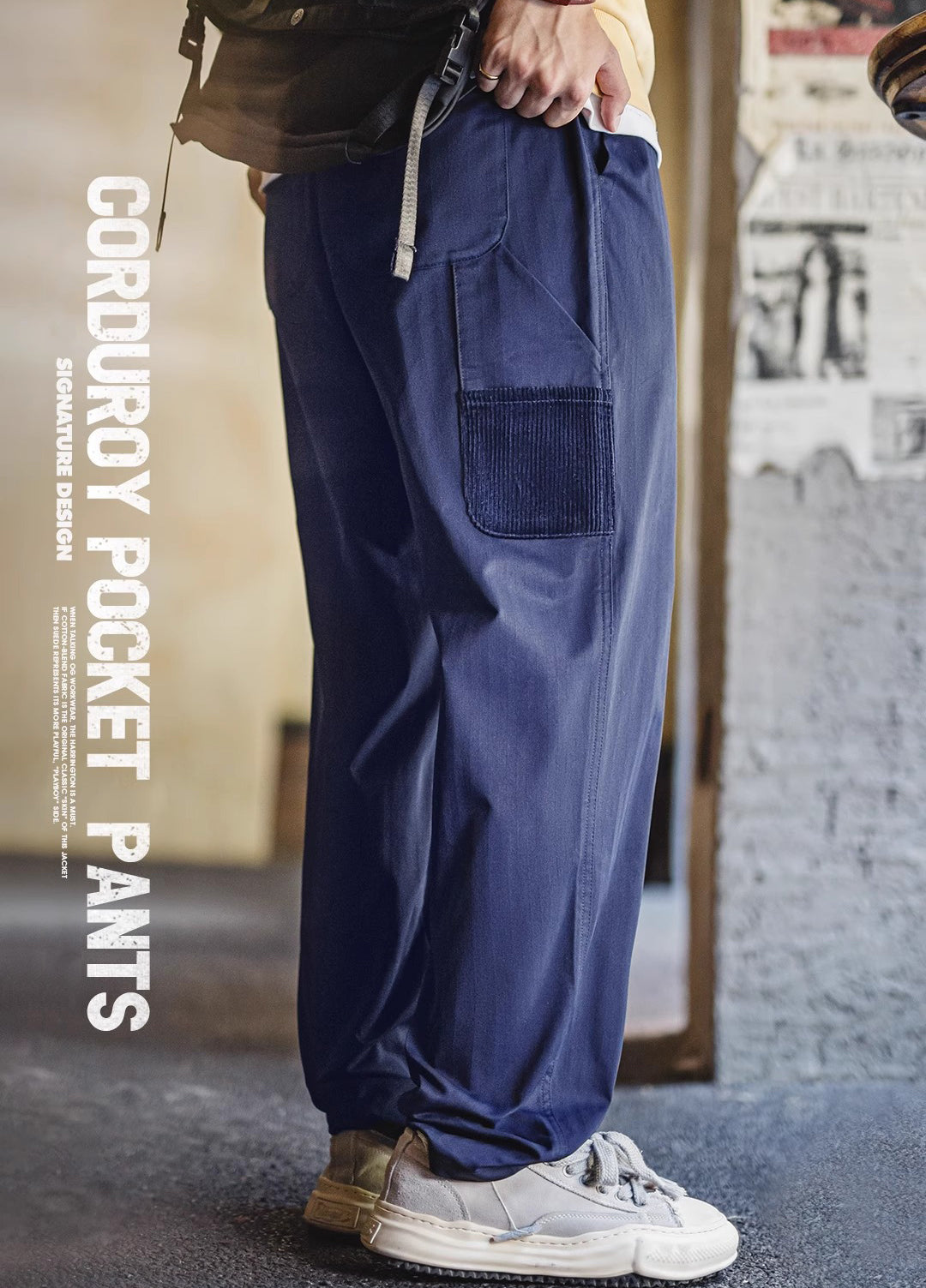 American Retro Logger Leg Slightly Tapered Elastic Waist Herringbone Men's Trousers - Harmony Gallery
