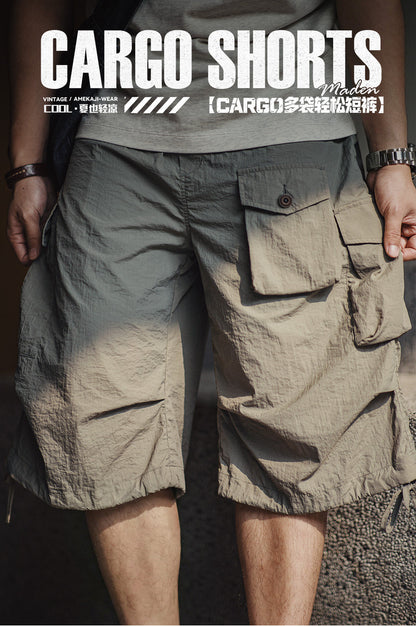 American Retro Commuter Loose Multi-Pocket Cargo Summer Men's Shorts