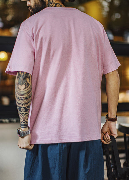 American Retro Print Flocked Loose Summer Daily Men's T-Shirt