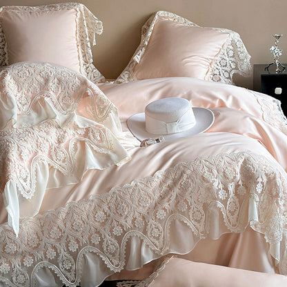 French Princess Romantic Lace Long-Staple Cotton Four-Piece Bed Set - Harmony Gallery