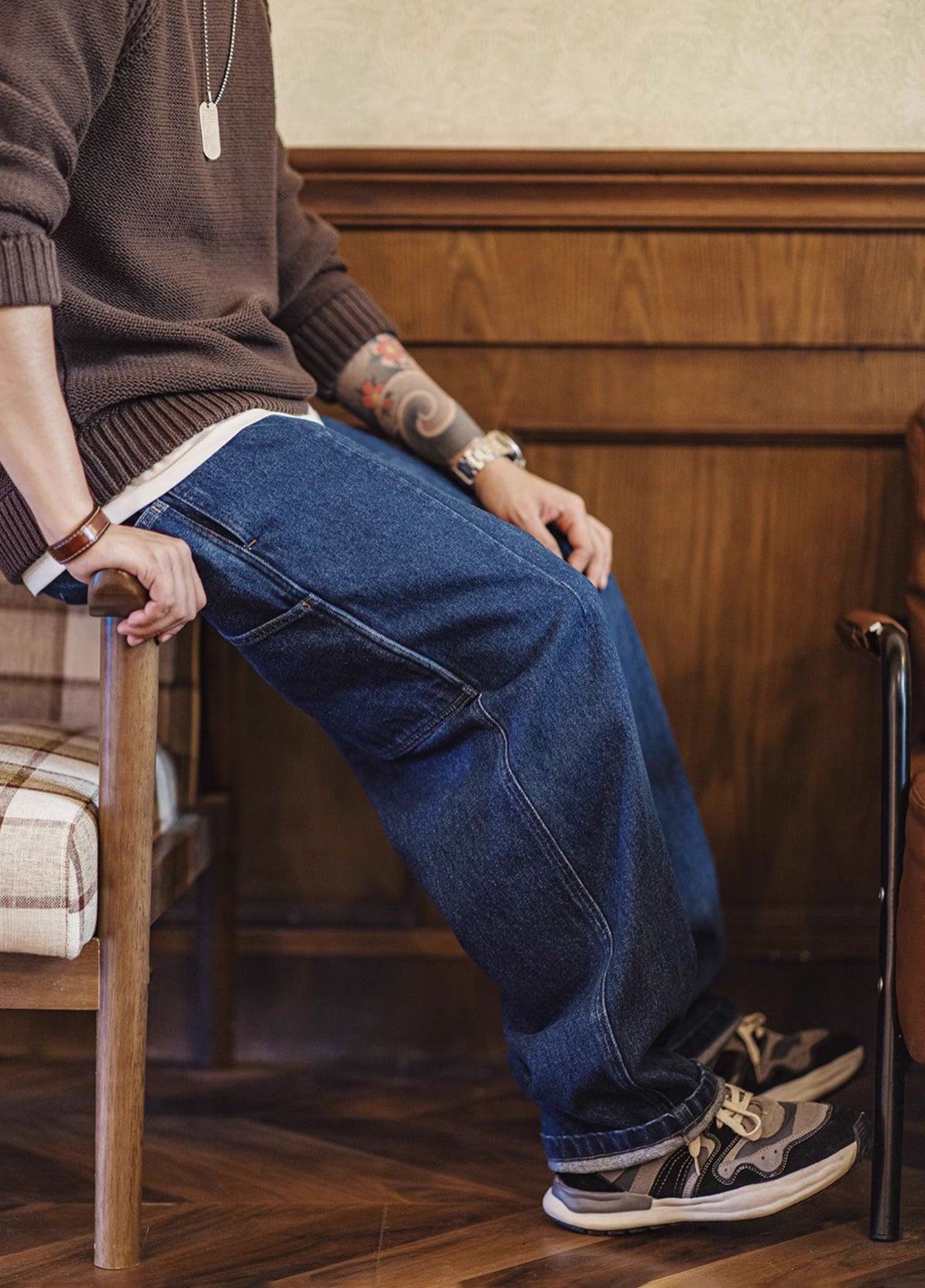American Retro Heavy Washed Logging Wide-Leg Men's Jeans - Harmony Gallery