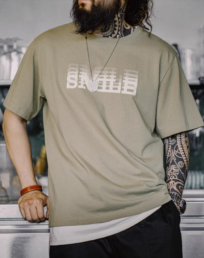American Retro Gradient Letter Ghost Printing Heavy Cotton Men's T-Shirt - Harmony Gallery