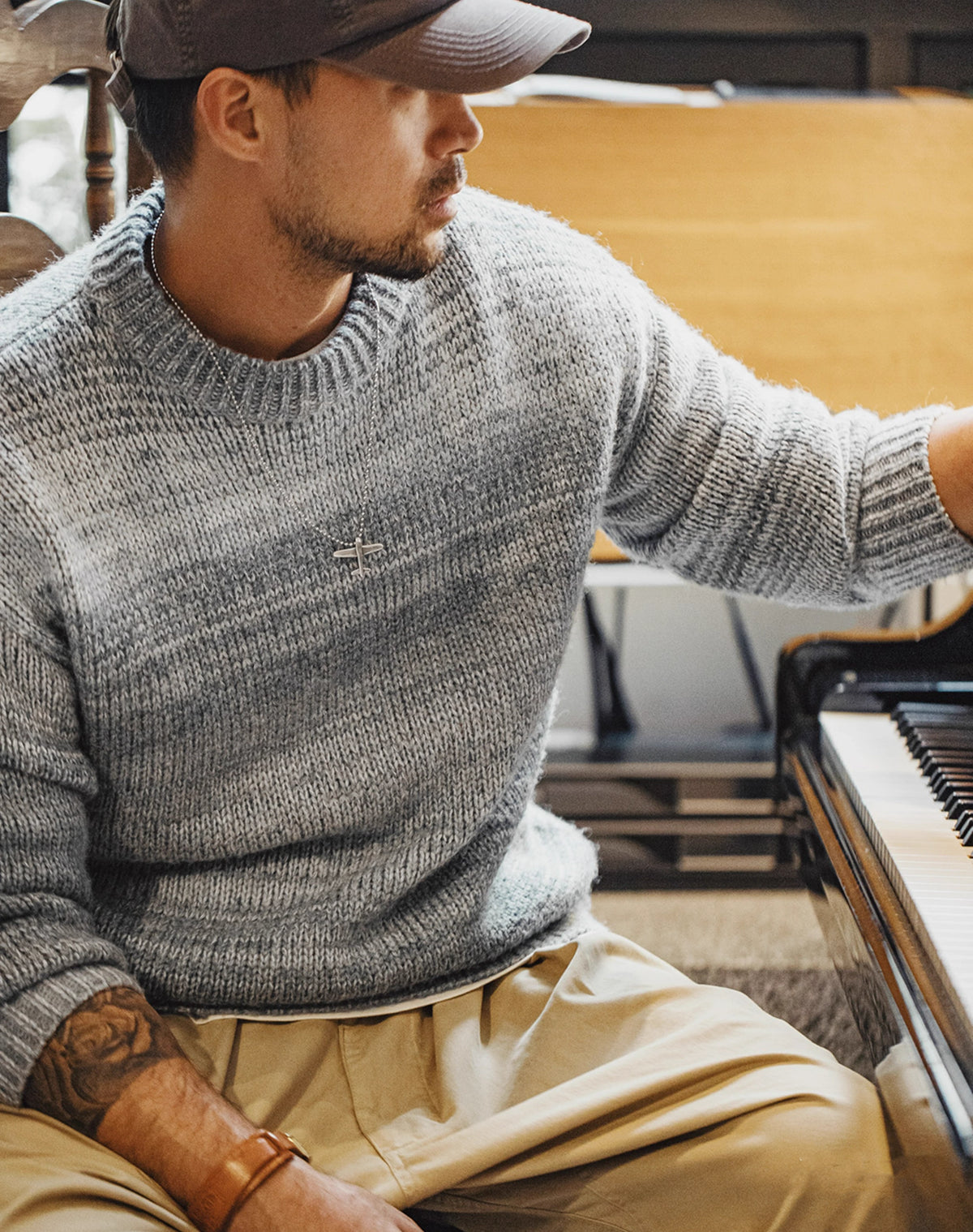 American Retro Striped Maillard Pullover Blended Men's Sweater - Harmony Gallery