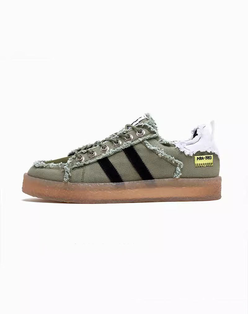 American Retro Destroyed Edge Breathable Thick-Soled  Men's Canvas Shoes - Harmony Gallery