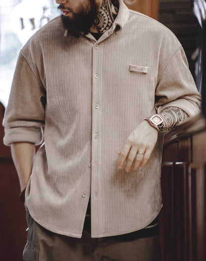 American Retro Heavyweight Textured Corduroy Men's Shirt - Harmony Gallery