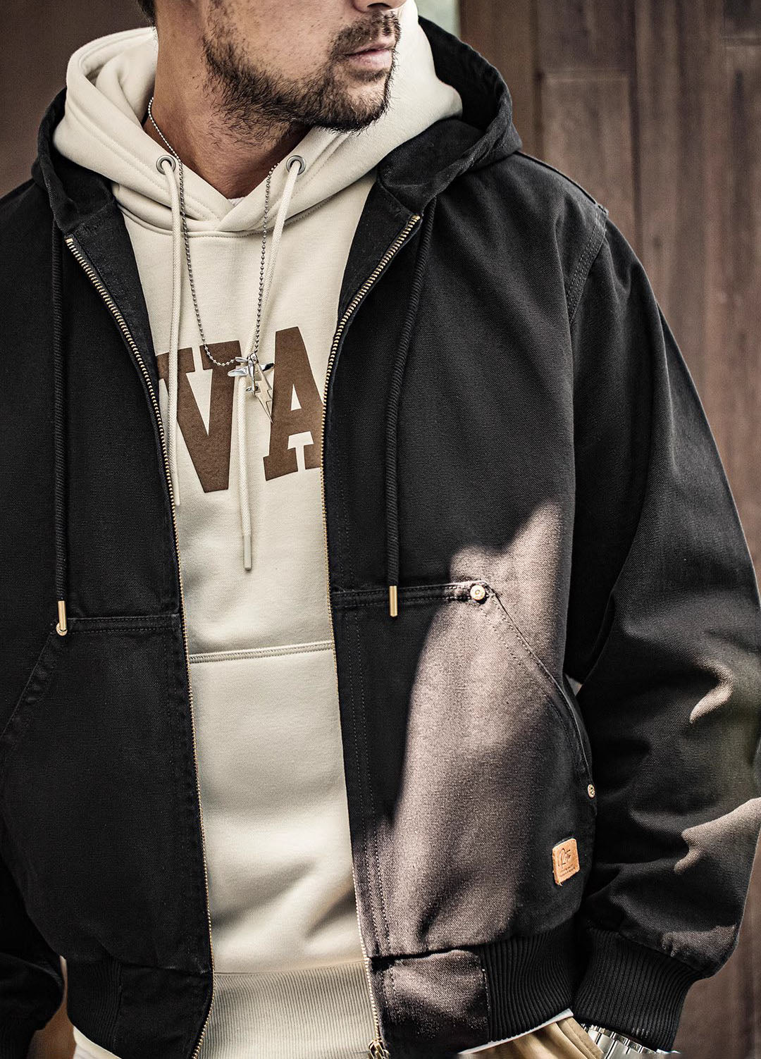American Retro J130 Heavy Hooded Vintage Classic Canvas Men's Jacket - Harmony Gallery