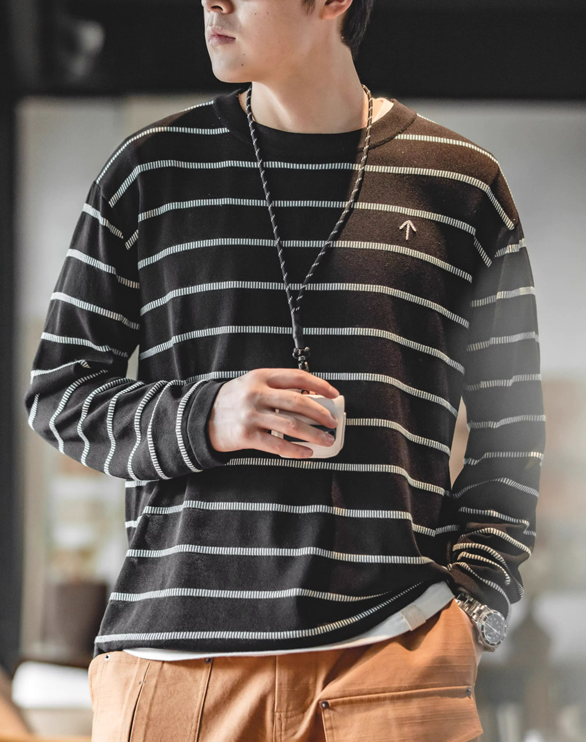 American Casual Contrast Color Embroidery Men's Sweater - Harmony Gallery