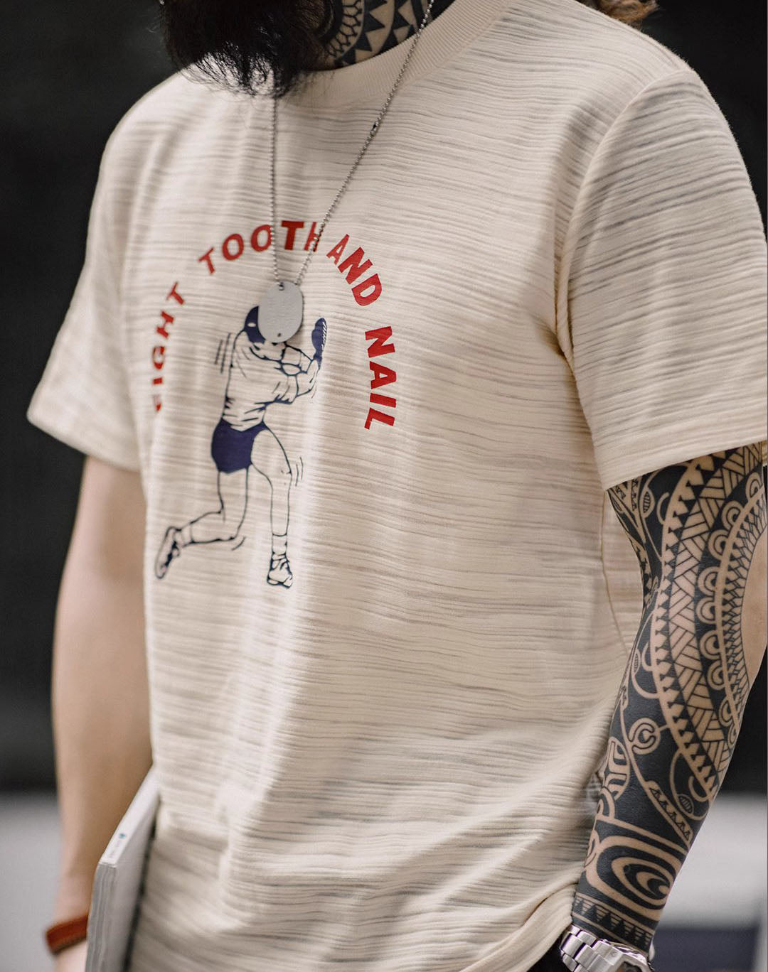 American Retro Printed Contrast Color Letters Bamboo Men's T-Shirt - Harmony Gallery