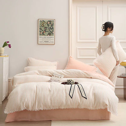 Ins Fairy Princess Sleeping Cotton Washed Four-Piece Bed Set - Harmony Gallery