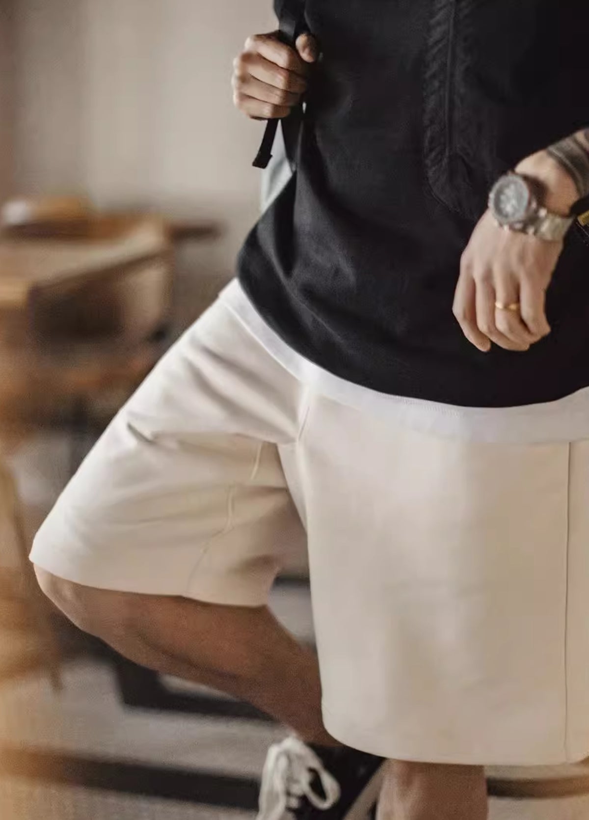 American Casual Heavy Cotton Loose Straight Thread Waist Men's Shorts - Harmony Gallery