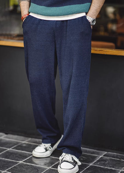 American Retro Knitted Drape Waffle Sweatpants Textured Men's Trousers - Harmony Gallery