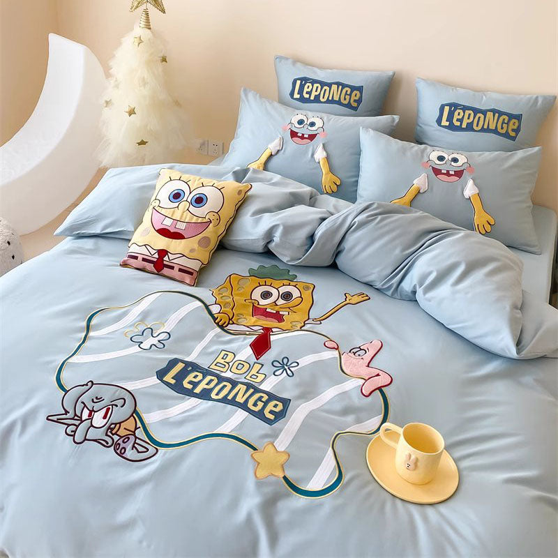 Cute SpongeBob SquarePants Pure Cotton Four-Piece Bed Set - Harmony Gallery