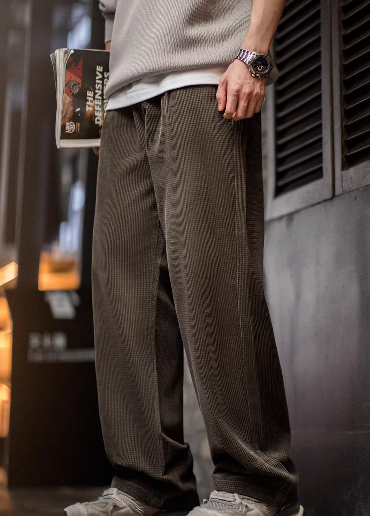 American Retro Corn Corduroy Texture Loose Cotton Straight Men's Trousers - Harmony Gallery