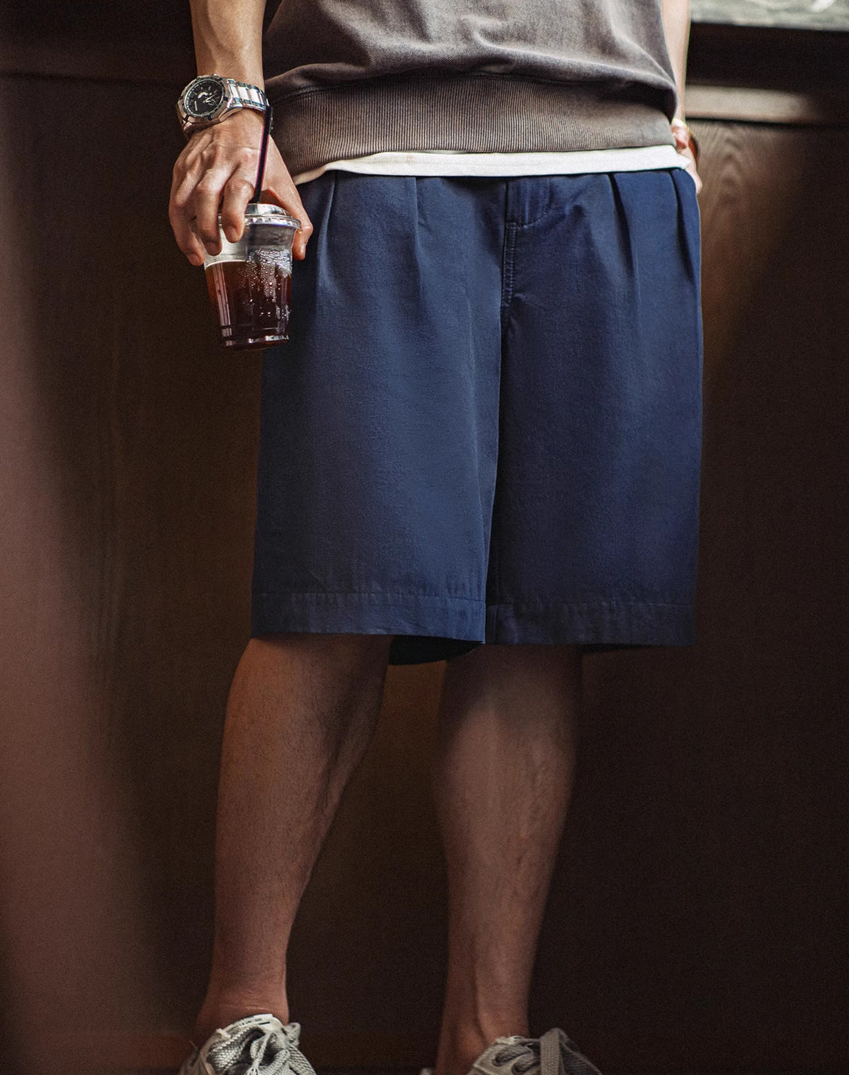 American Retro Casual Double Pleated Naples Loose Straight Men's Shorts - Harmony Gallery