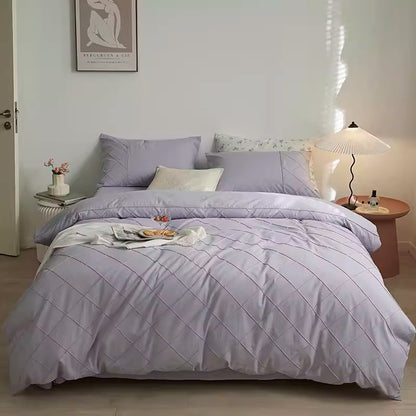 Nordic Rhombus Light Luxury Washed Cotton Four-Piece Bed Set - Harmony Gallery