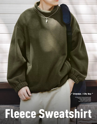 American Casual Polar Fleece Loose Lazy Pullover Men's Sweater - Harmony Gallery