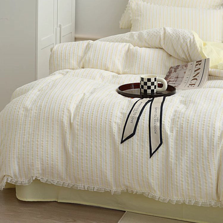 Ins Fairy Princess Sleeping Cotton Washed Four-Piece Bed Set - Harmony Gallery