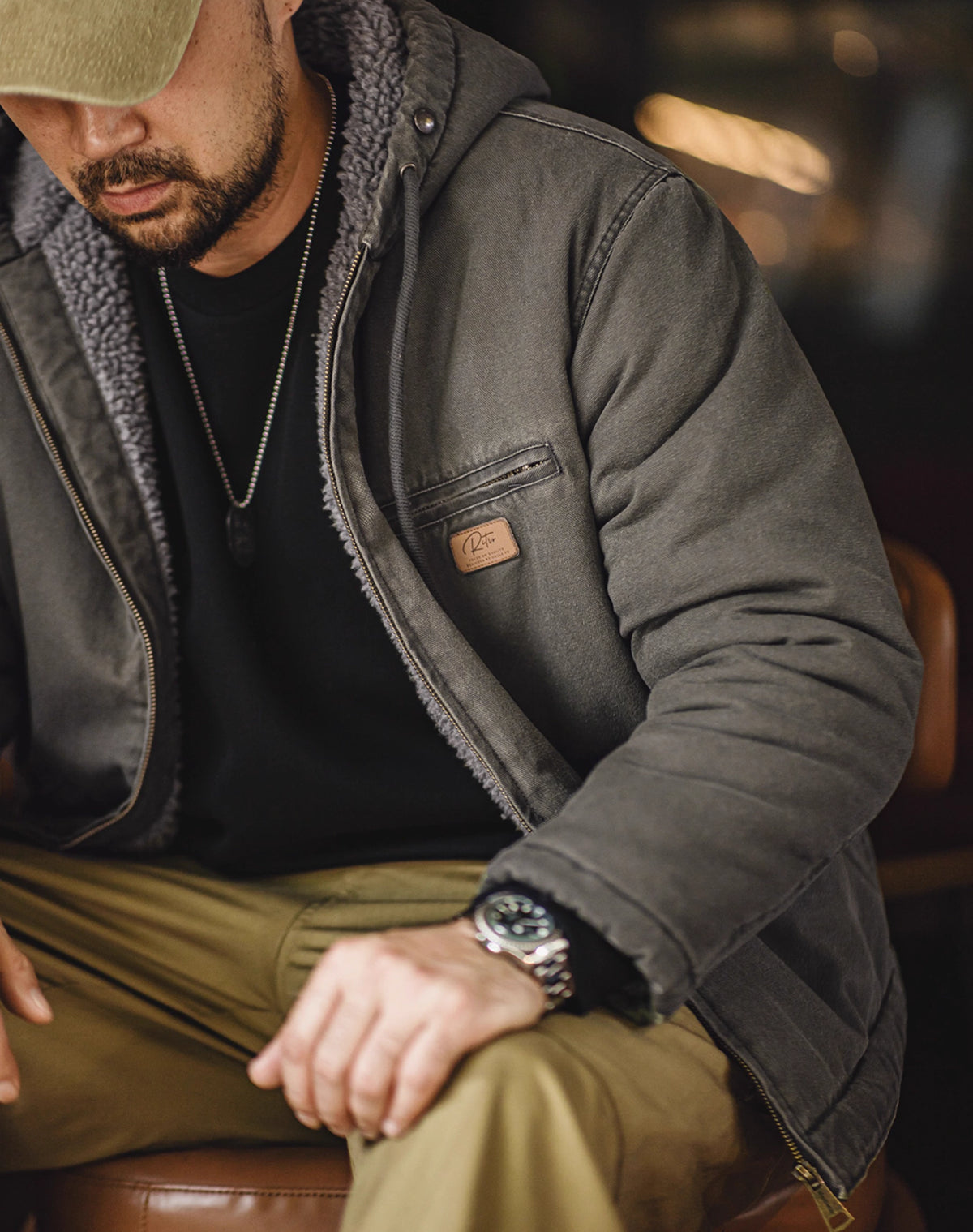 American Retro J141 Hooded Cotton Wool Velvet Warm Canvas Men's Jacket - Harmony Gallery