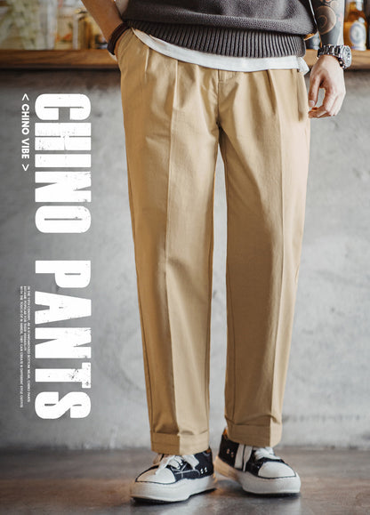 American Workwear Retro Chino Tapered Cotton Straight Men's Trousers - Harmony Gallery