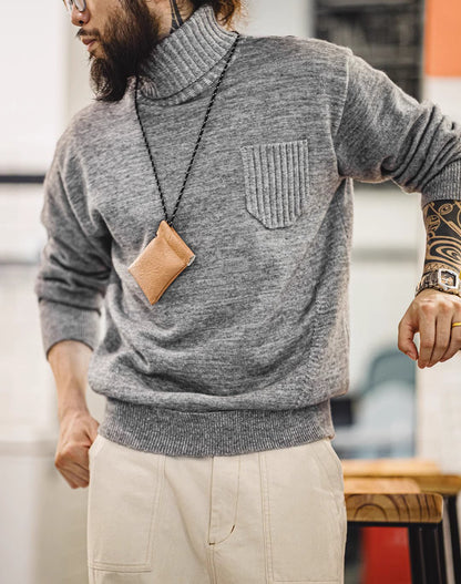 American Retro Blended Turtleneck Pullover Warm Knitted Men's Sweater - Harmony Gallery
