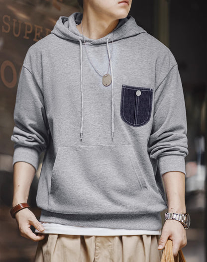 American Casual Pocket Stitching Hooded Sports Leisure Men's Sweater - Harmony Gallery
