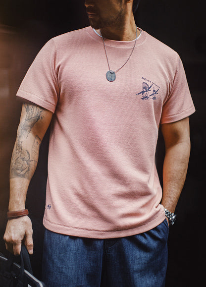 American Retro Waffle Chic Print Top Daily Summer Men's T-Shirt