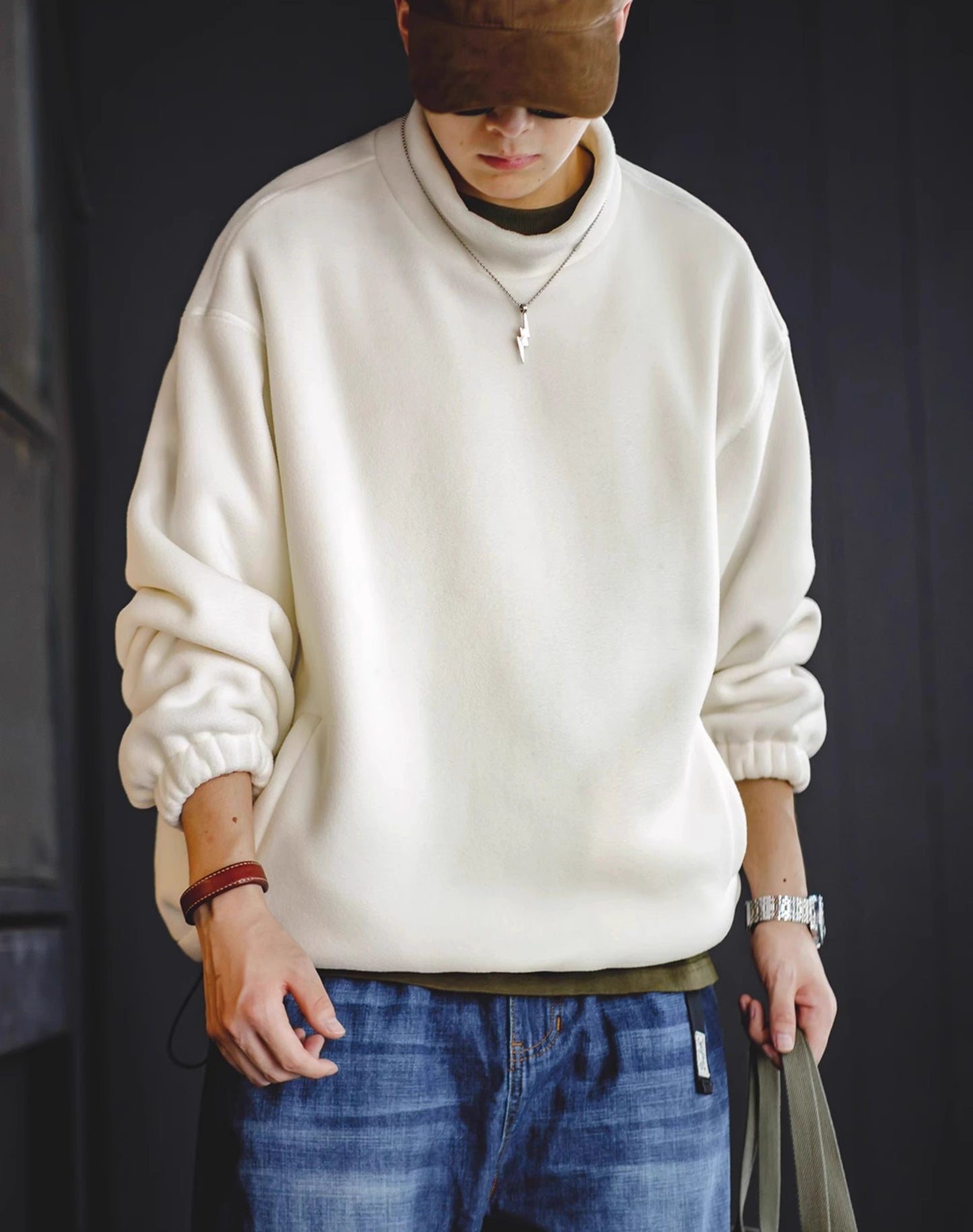 American Casual Polar Fleece Loose Lazy Pullover Men's Sweater - Harmony Gallery
