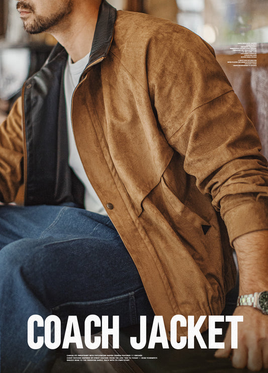 American Retro Suede Coach With Short Soft Velvet Surface Men's Jacket - Harmony Gallery