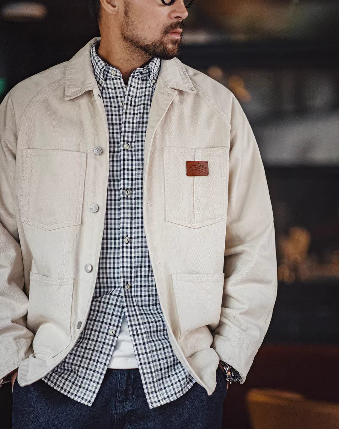 American Retro Workwear Plaid Anti-Wrinkle Men's Shirt - Harmony Gallery