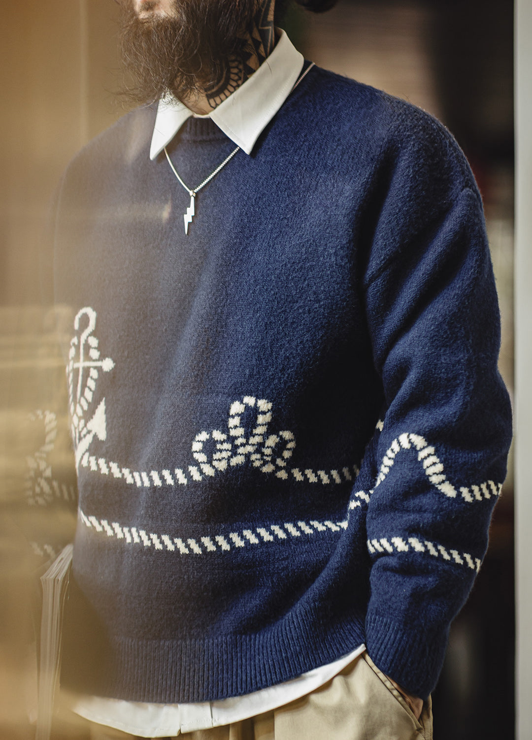 American Retro Pullover Wearable With Knitwear And Fleece-Lined Men's Sweater - Harmony Gallery