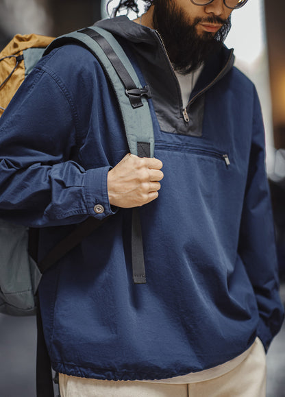 American Retro Color Matching Hooded Standard Deck Suit Pullover Men's Sweater - Harmony Gallery