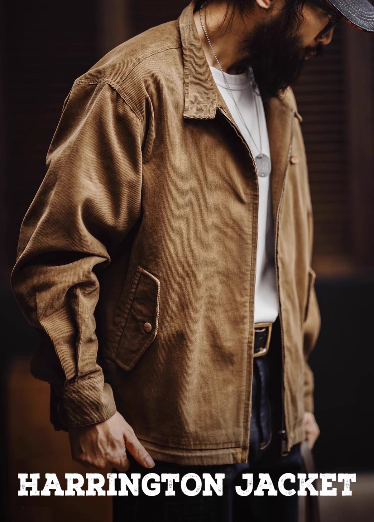 American Retro Corduroy Workwear Harrington Stand Collar Men's Jacket - Harmony Gallery