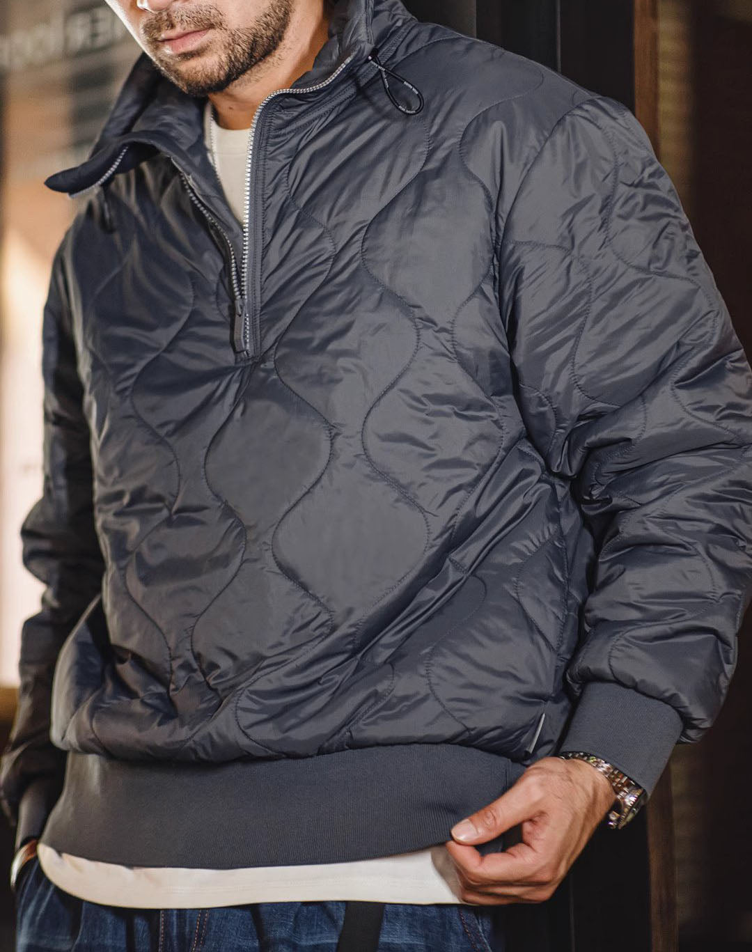 American 3M Half-Zip Shell Quilted Warm Cotton Men's Sweater - Harmony Gallery