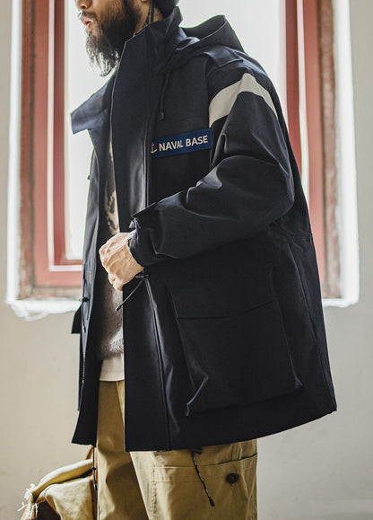 American Retro Navy Parka Windbreaker Windproof Men's Jacket - Harmony Gallery