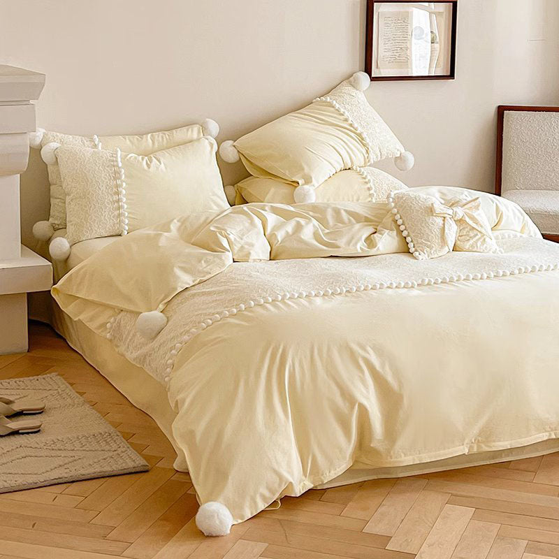 French Princess Pure Cotton Quilt Lace Four-Piece Bed Set - Harmony Gallery