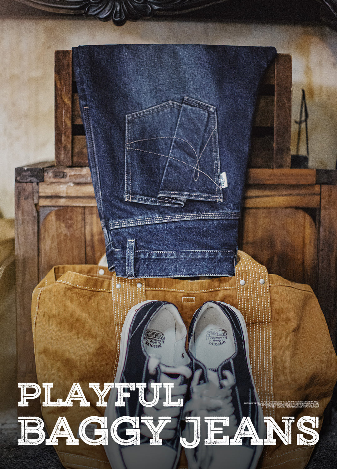 American Retro Washed Curved Denim Flowing Floor-Length Men's Jeans