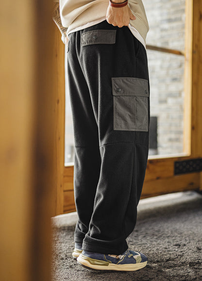 American Retro Double-Sided Fleece Sweatpants Warm Multi-Pocket Men's Trousers - Harmony Gallery