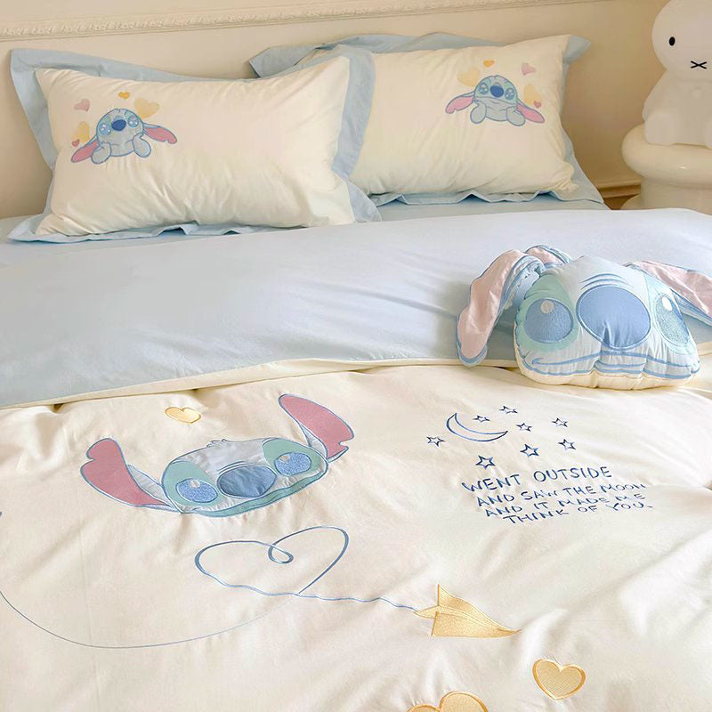 Disney Cute Stitch Washed Pure Cotton Four-piece Bed Set - Harmony Gallery