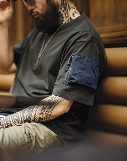 American Retro MA1 Pocket Functional Dropped Shoulder Men's T-Shirt - Harmony Gallery