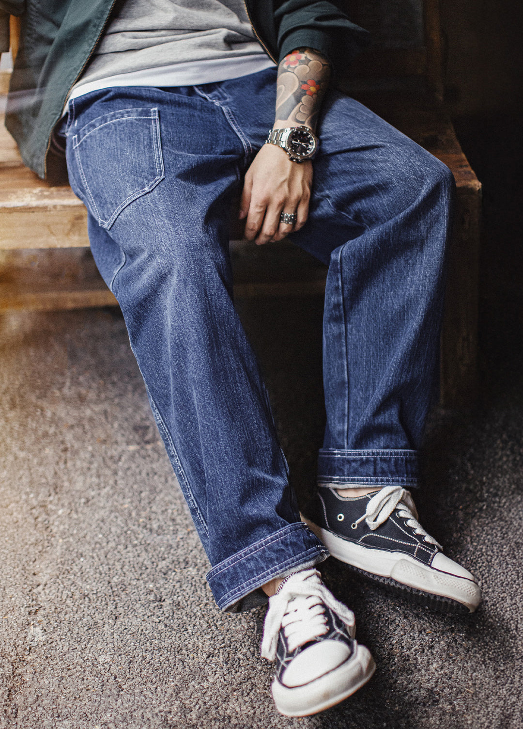 American Bamboo Washed Denim Straight Leg Slightly Tapered Men's Jeans