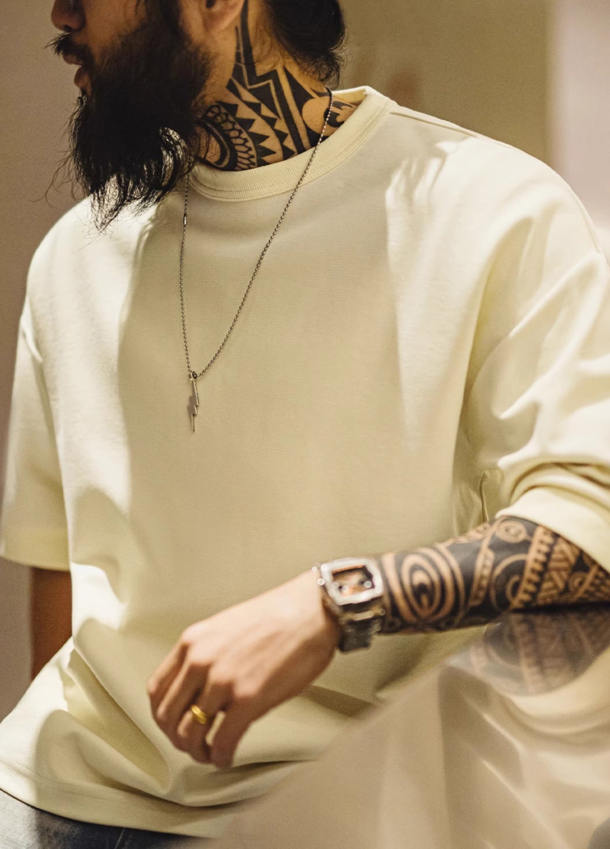American Casual City Boy Drop Shoulder Half-Sleeved Oversized Men's T-Shirt - Harmony Gallery