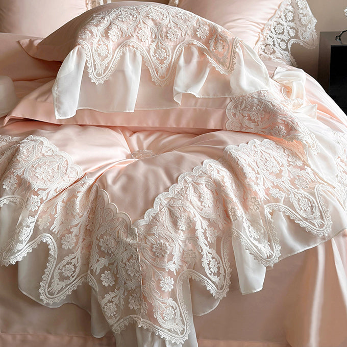 French Princess Romantic Lace Long-Staple Cotton Four-Piece Bed Set - Harmony Gallery