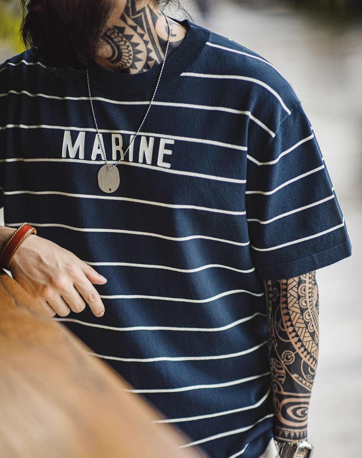 American Retro Contrast Letter Print Half-Sleeved Sailor Men's T-Shirt - Harmony Gallery