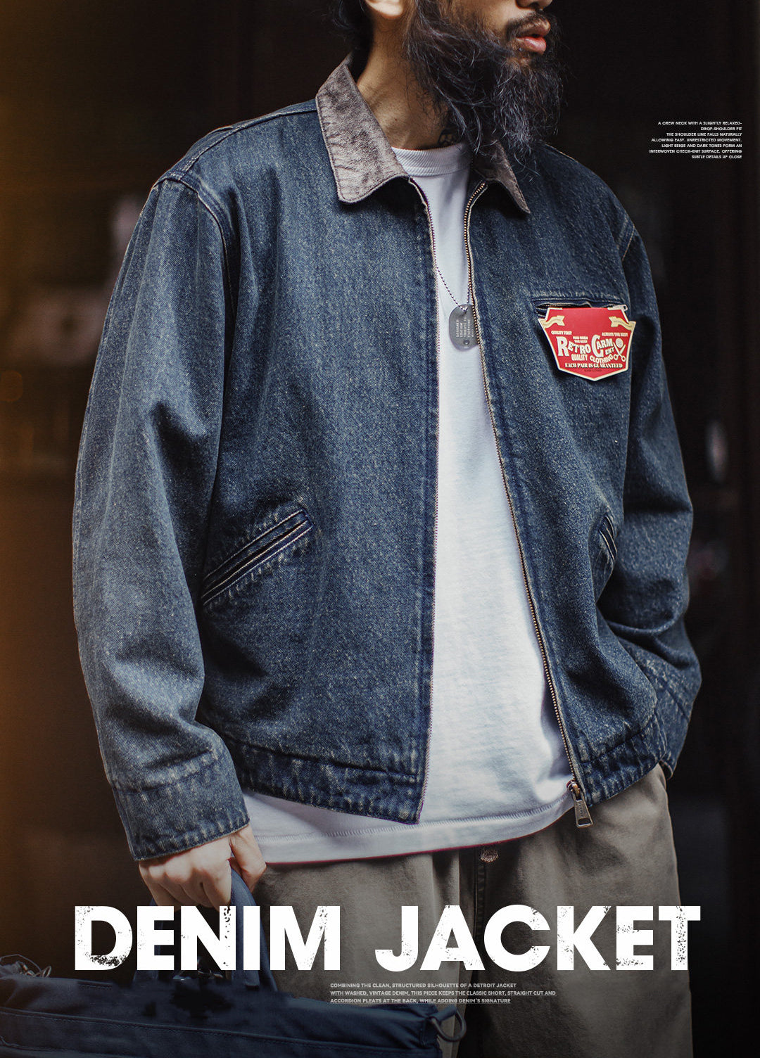 American Workwear Denim Detroit Washed Distressed Short Men's Jacket